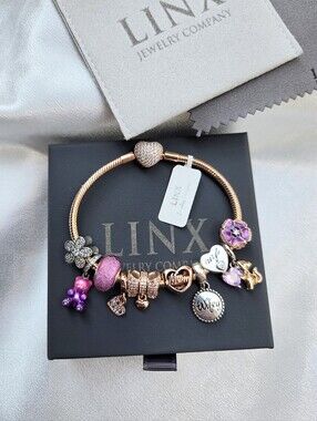 Linx Rose Gold Snake Chain Bracelet With Wife And Mom Themed Charms